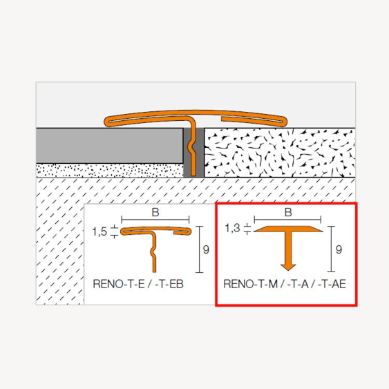 Profilé de transition aluminium naturel T 9/25 A E/100 1 m amb